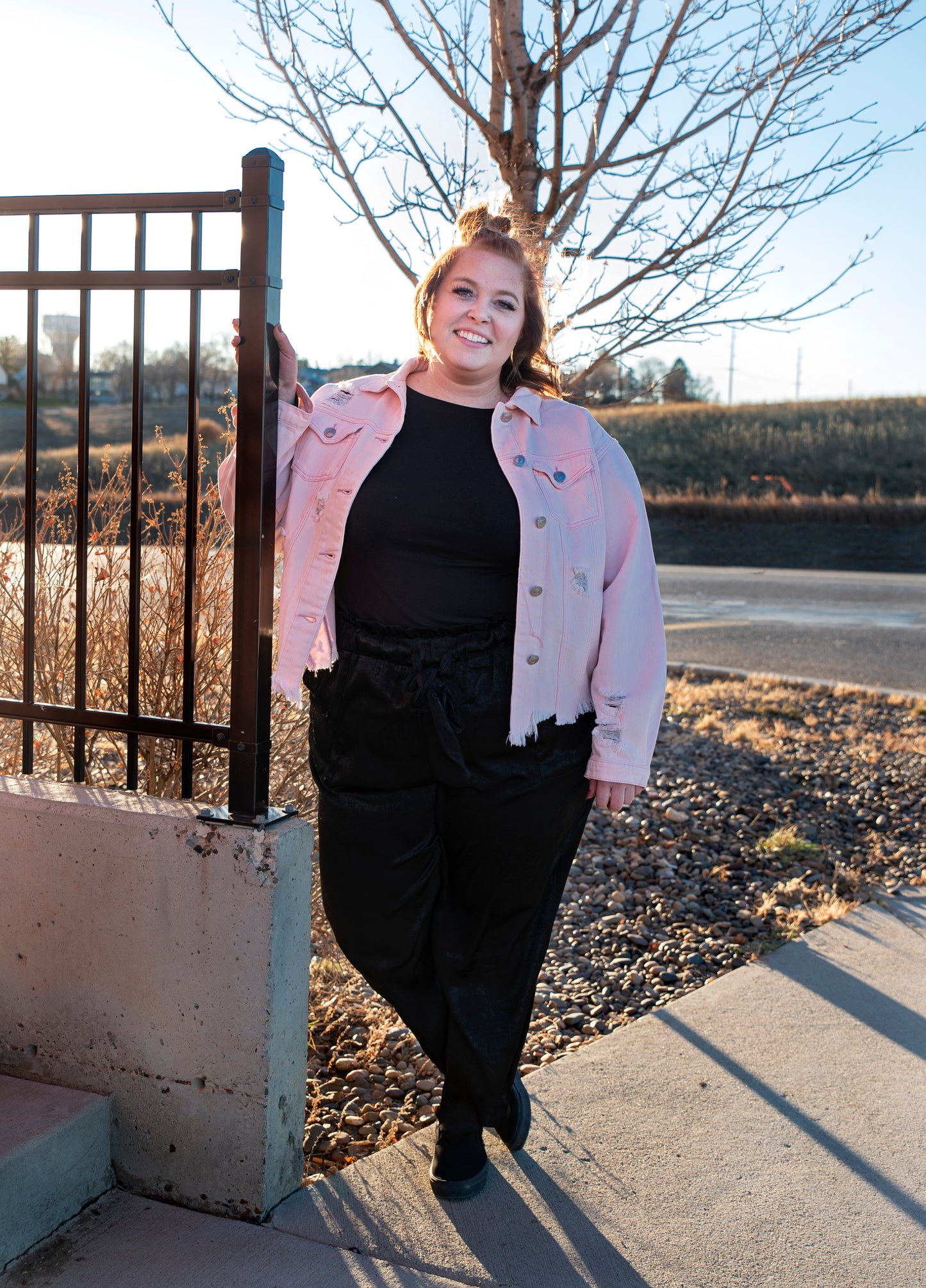 Pink Cropped Jacket Curvy