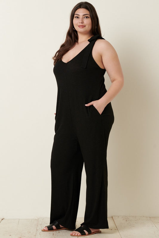 Tie Sleeve Jumpsuit Curvy