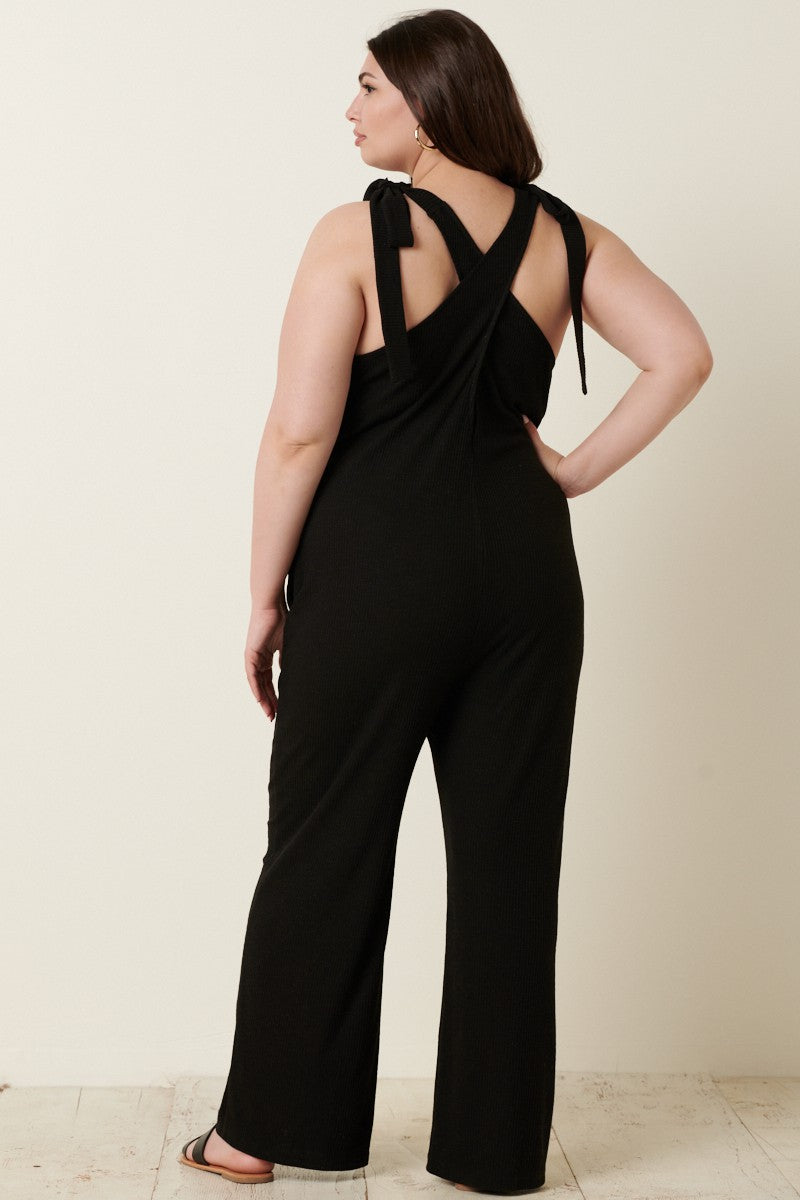 Tie Sleeve Jumpsuit Curvy