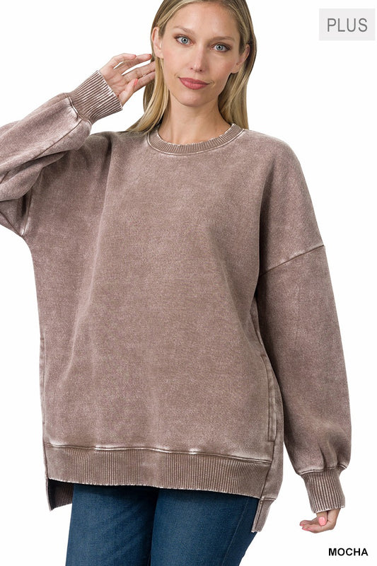 Mocha Acid Wash Pullover