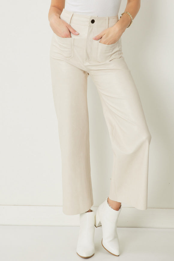 Natural Faux Leather Pant