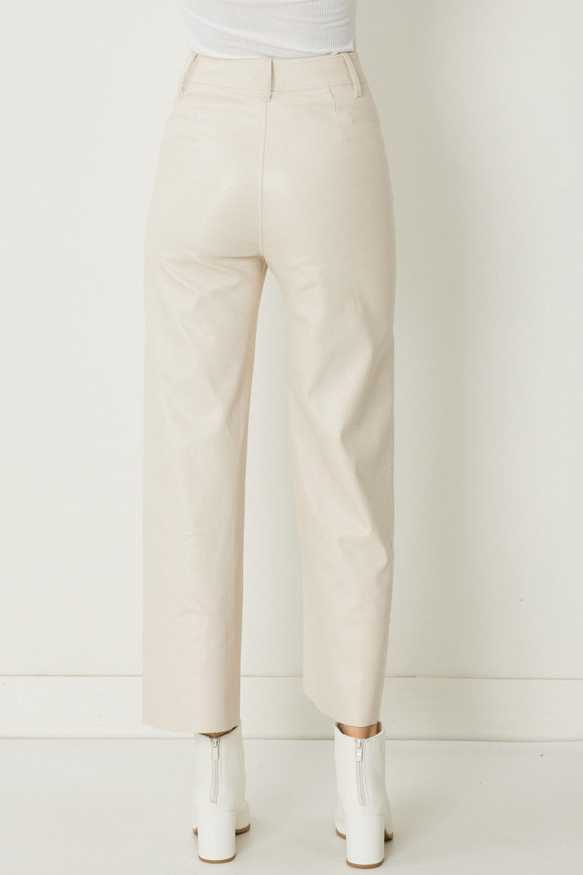 Natural Faux Leather Pant