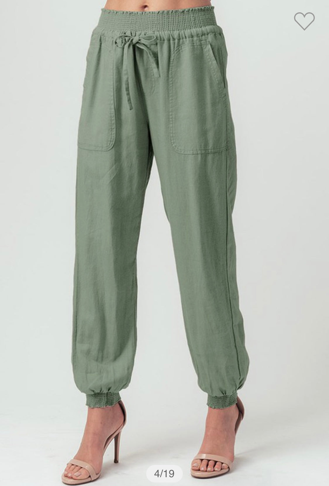 Light Olive Smocked Pants