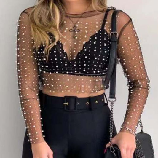 Mesh Pearl Top