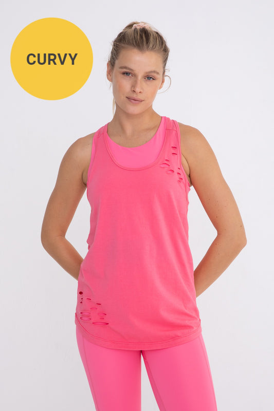 Hot Pink Distressed Tank