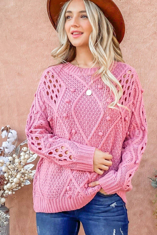 Mauve Hollow Out Sweater