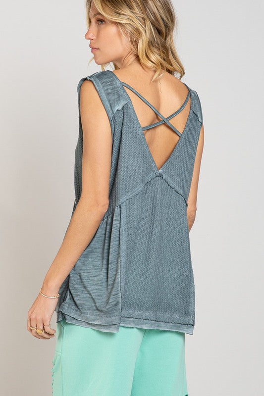 Ocean Teal Studded Tank