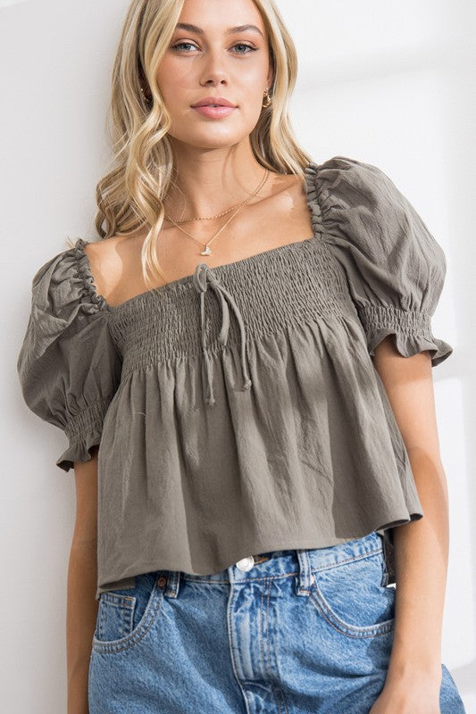 Puff Sleeve Babydoll Top