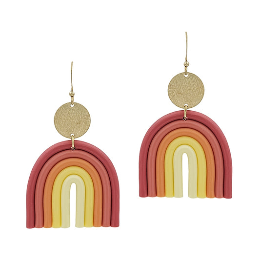 Clay Pink Rainbow Earrings