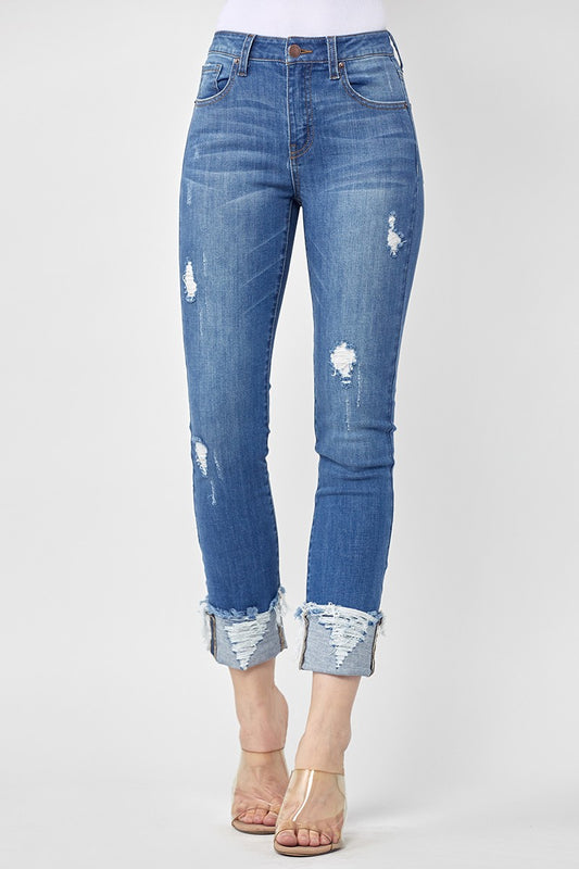 Cuff Straight Jeans