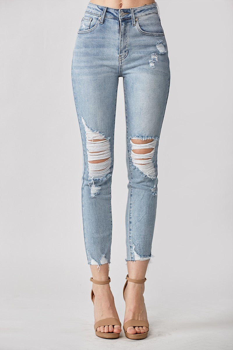 Raw Hem Distressed Skinny