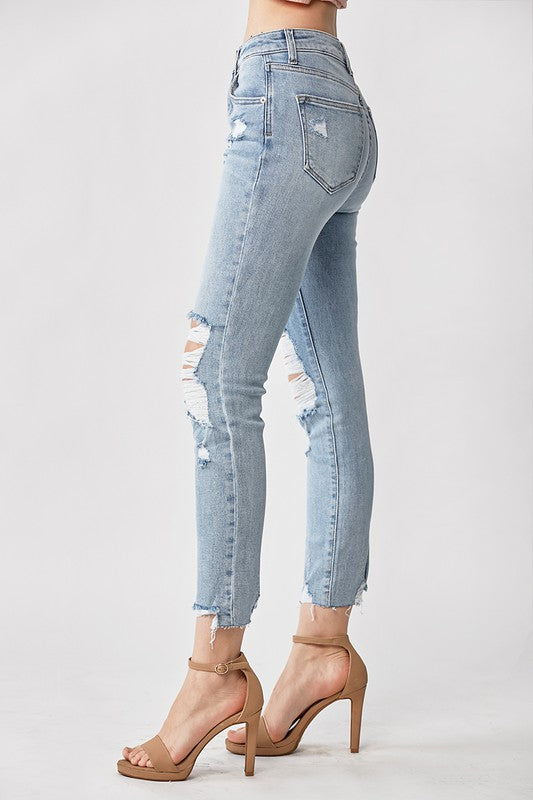 Raw Hem Distressed Skinny