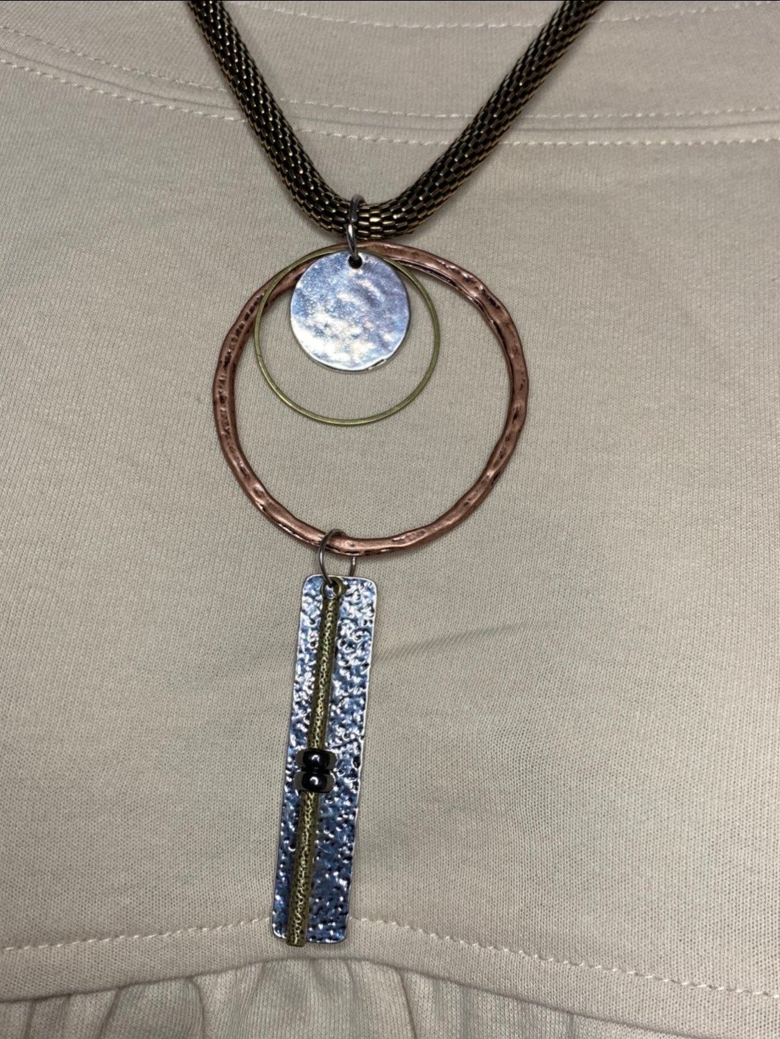 Copper and Gold Circle Necklace