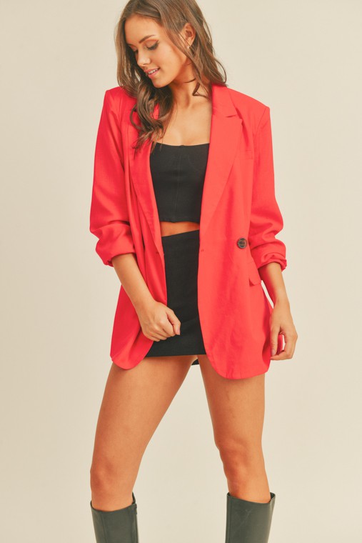 Ruby Red Buttoned Blazer