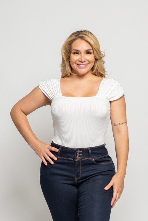 Ruched Sleeve Bodysuit Curvy