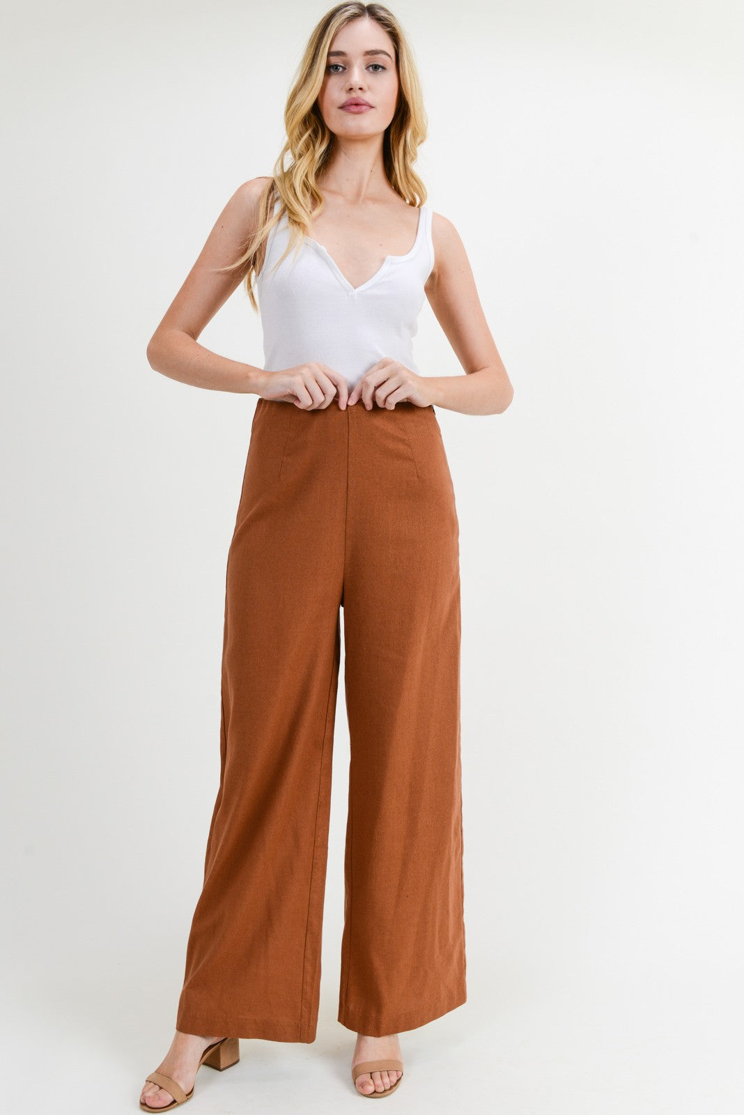 Caramel Brown Wide Leg Pants