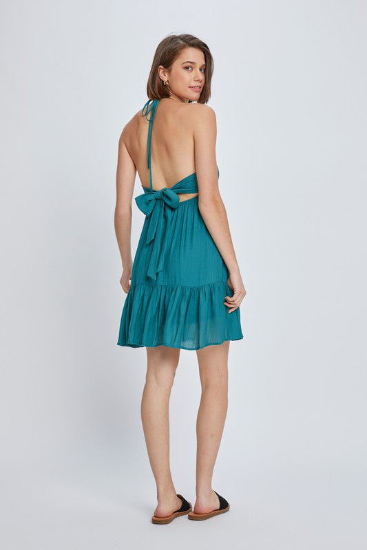 Teal Tie Back dress