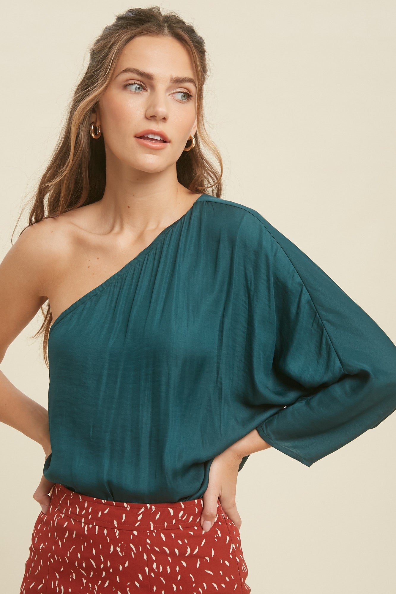 Satin One Shoulder Top