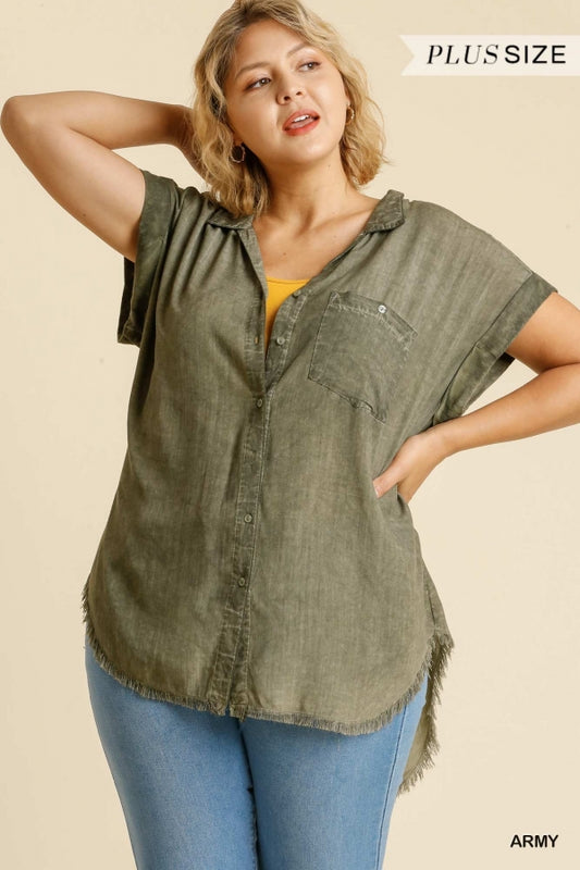 Army Button Down Curvy