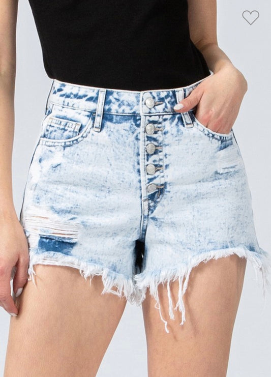 Tattered Acid Washed Shorts