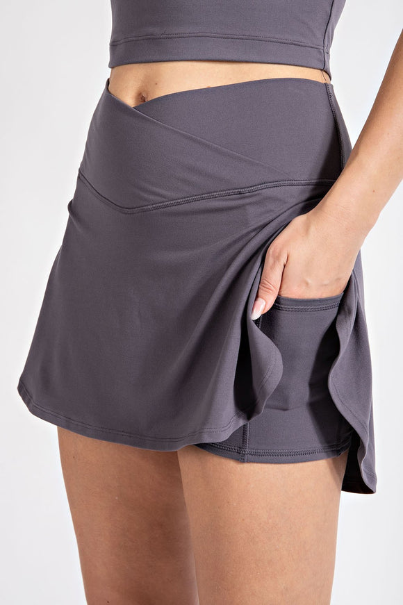 grey v waist athletic skirt