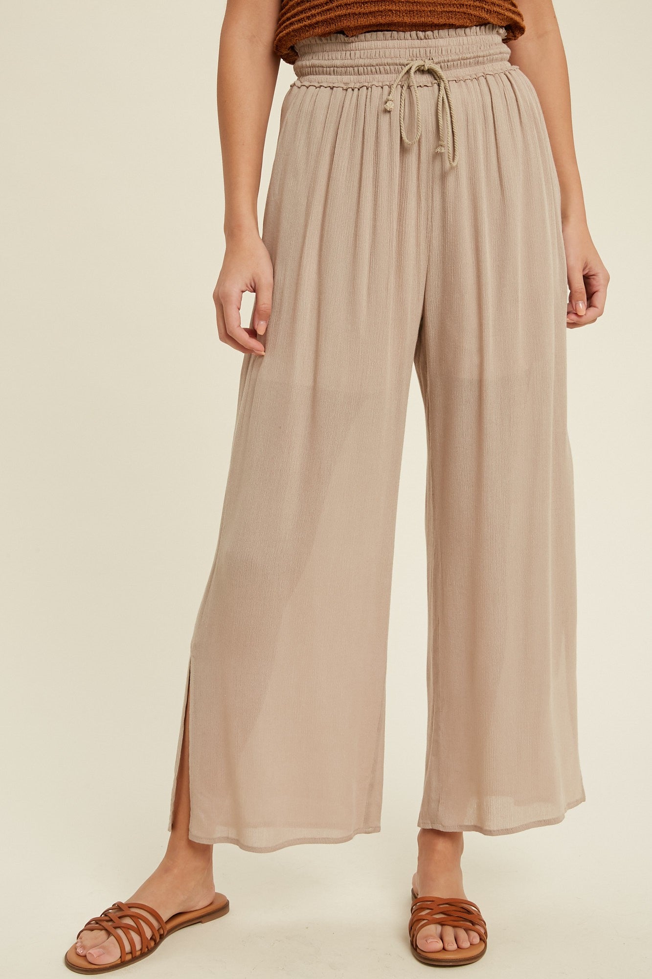 Wide Leg Side Slit Pants