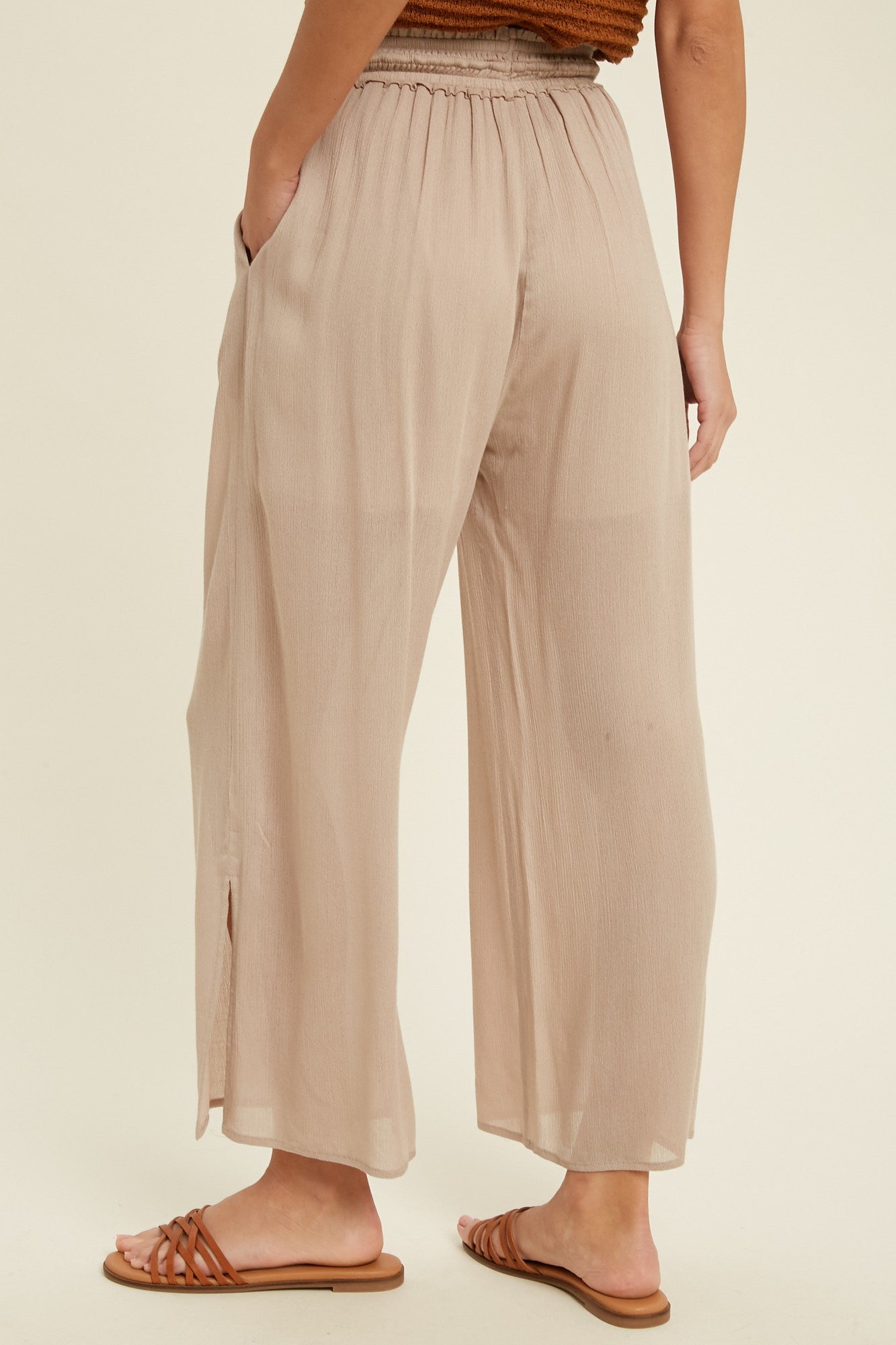 Wide Leg Side Slit Pants